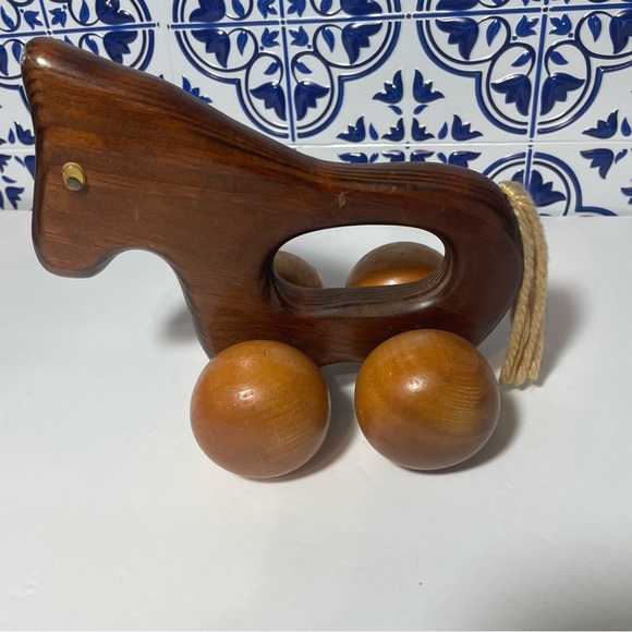 7'wooden horse Massager Toy oversized wheels Handle Yarn tail Ĥgʻgʻ - Picture 9 of 15